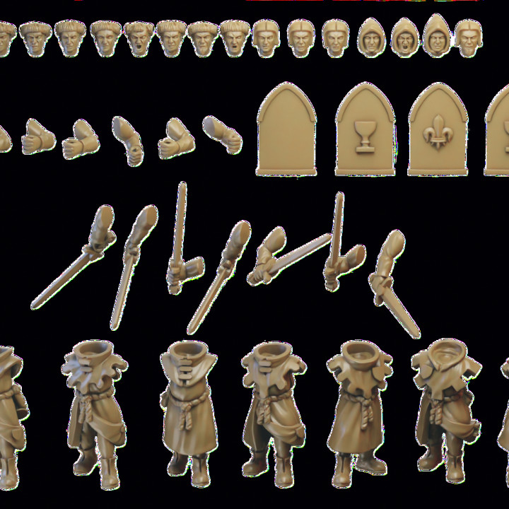 Medieval Warrior Priest Miniatures (32mm, modular) image