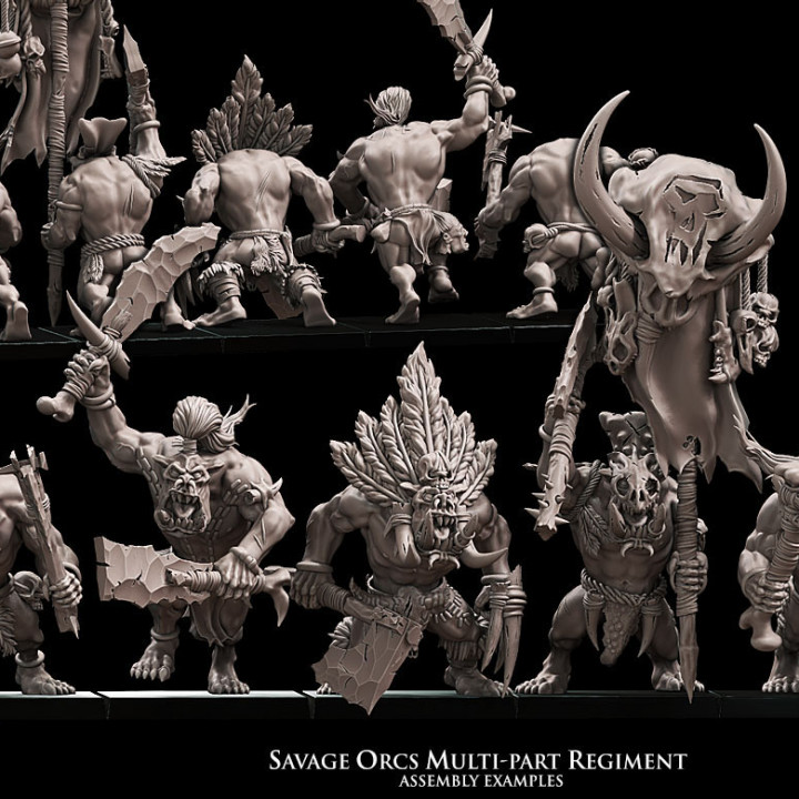 3D Printable Savage Orcs multi-part regiment by Avatars of War