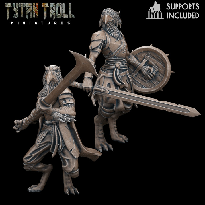 3d Printable Dnd Heroes Kenku Fighters [pre Supported] By Tytantroll