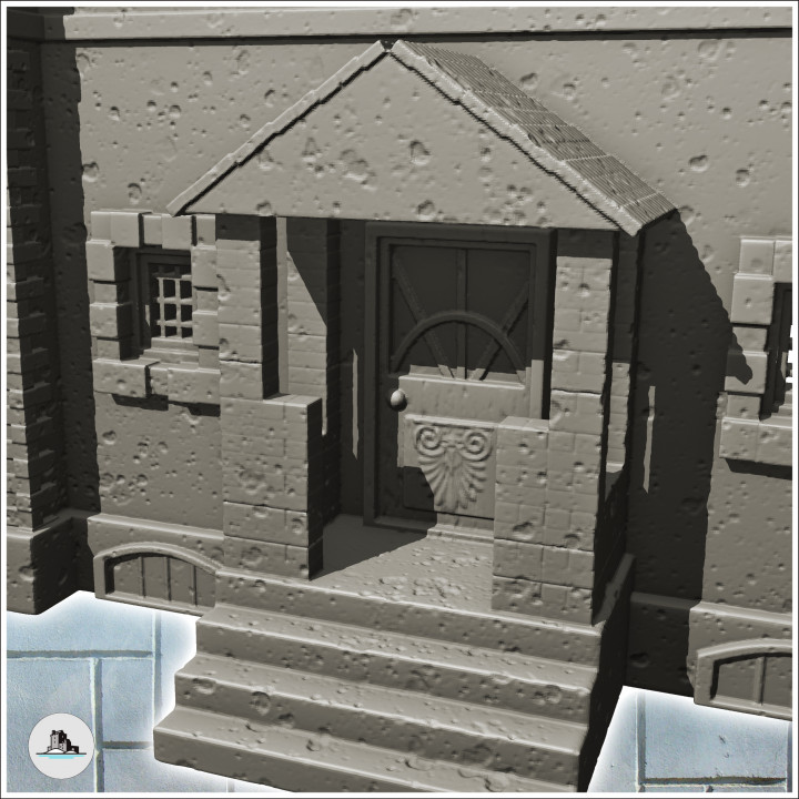 Large modern house with high spiked roof and canopy entrance (9) - Modern WW2 WW1 World War Diaroma Wargaming RPG