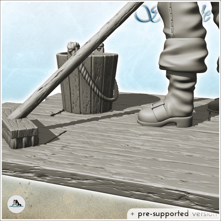 Pirate sailor with turban brushing the ground (9) - Jungle Blackbeard Island Beach Piracy Caribbean Medieval