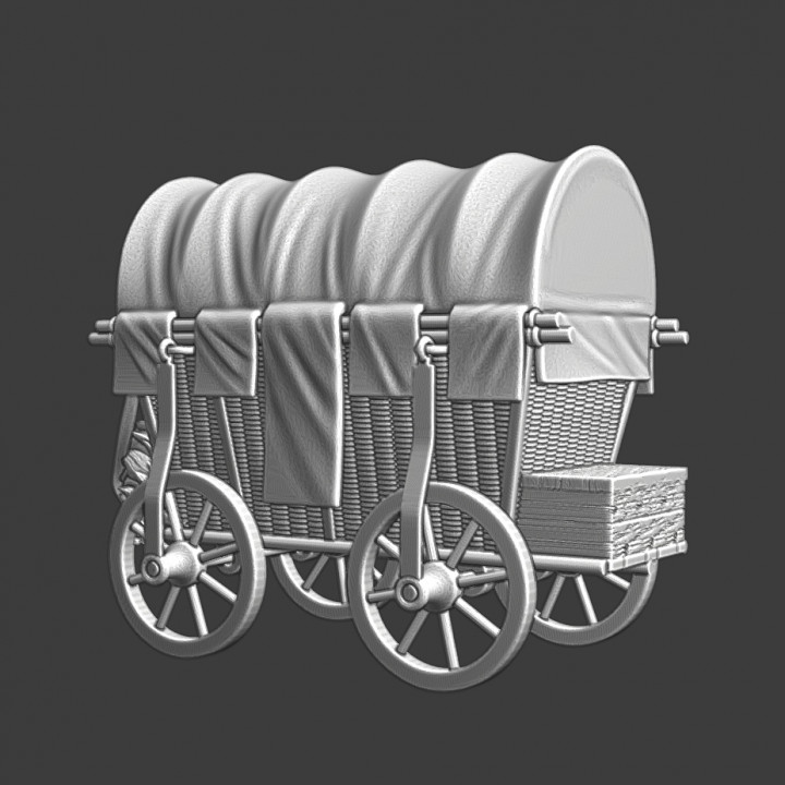 Medieval transport wagon with cover image