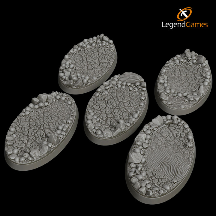 LegendGames 75x42mm Oval Skull and Cracked Earth bases