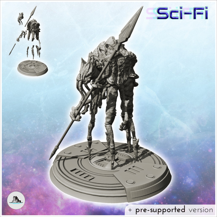 Large alien creature with spear (2) - SF SciFi wars future apocalypse post-apo wargaming wargame image