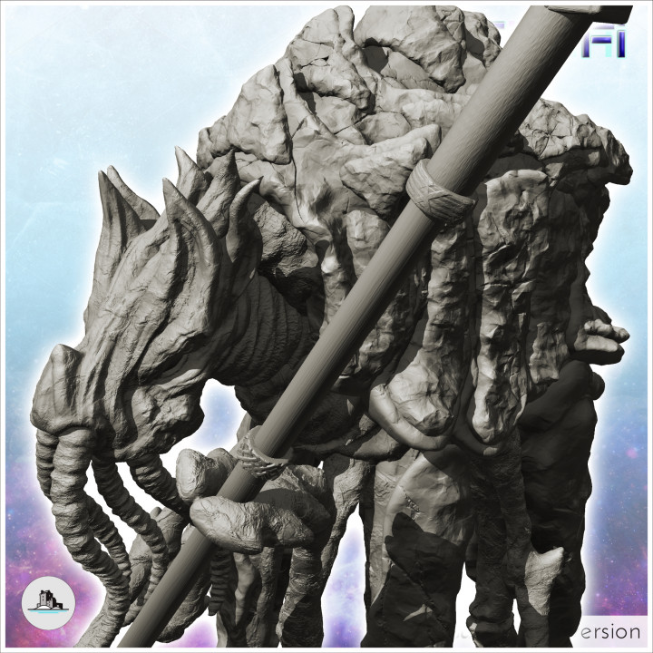 Large alien creature with spear (2) - SF SciFi wars future apocalypse post-apo wargaming wargame image