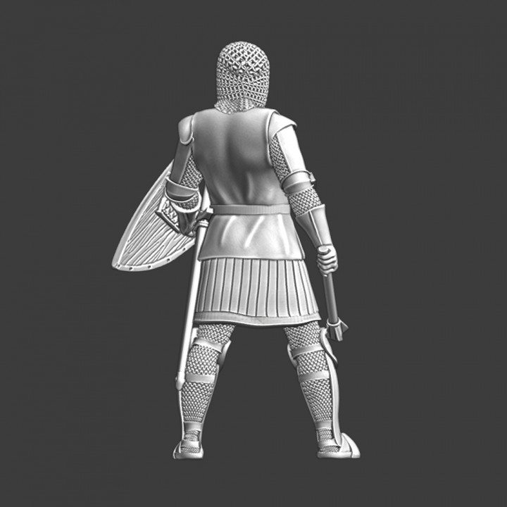 Medieval Knight with chainmail hood and mace