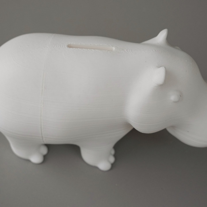 3D Printable Hippo Piggy Bank by Philippe Barreaud