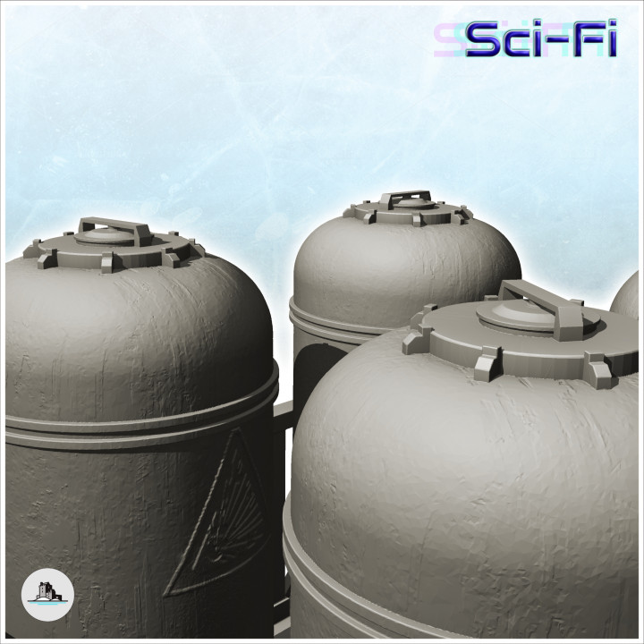 Cryogenic storage platform with four silos (21) - Future Sci-Fi SF Post apocalyptic Tabletop Scifi image