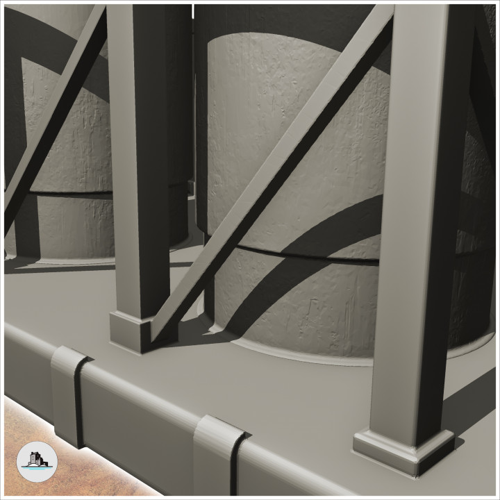 Cryogenic storage platform with four silos (21) - Future Sci-Fi SF Post apocalyptic Tabletop Scifi