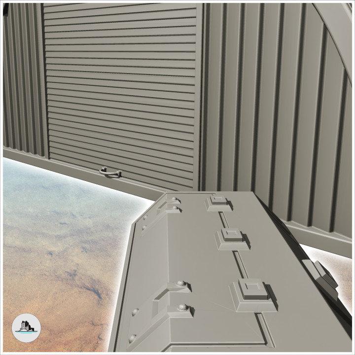 Long corrugated iron shed with accessory (22) - Future Sci-Fi SF Post apocalyptic Tabletop Scifi