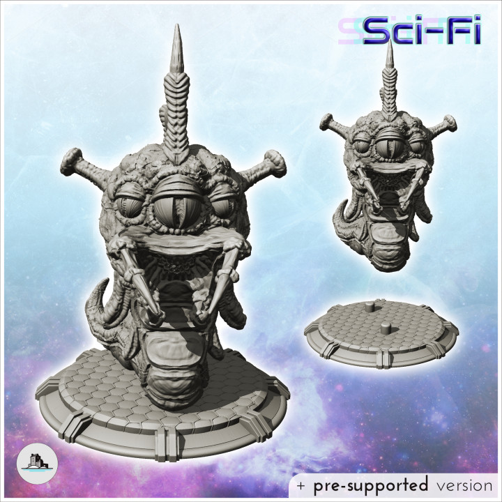 Alien creature with webbed crest and triple eyes (8) - SF SciFi wars future apocalypse post-apo wargaming wargame image