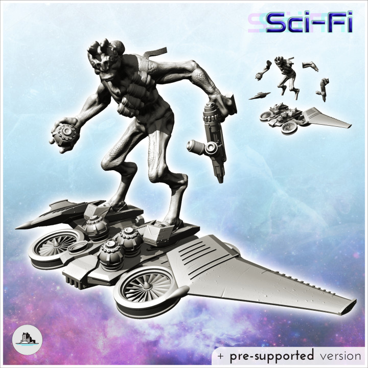 Alien warrior on flying wing (16) - SF SciFi wars future apocalypse post-apo wargaming wargame image