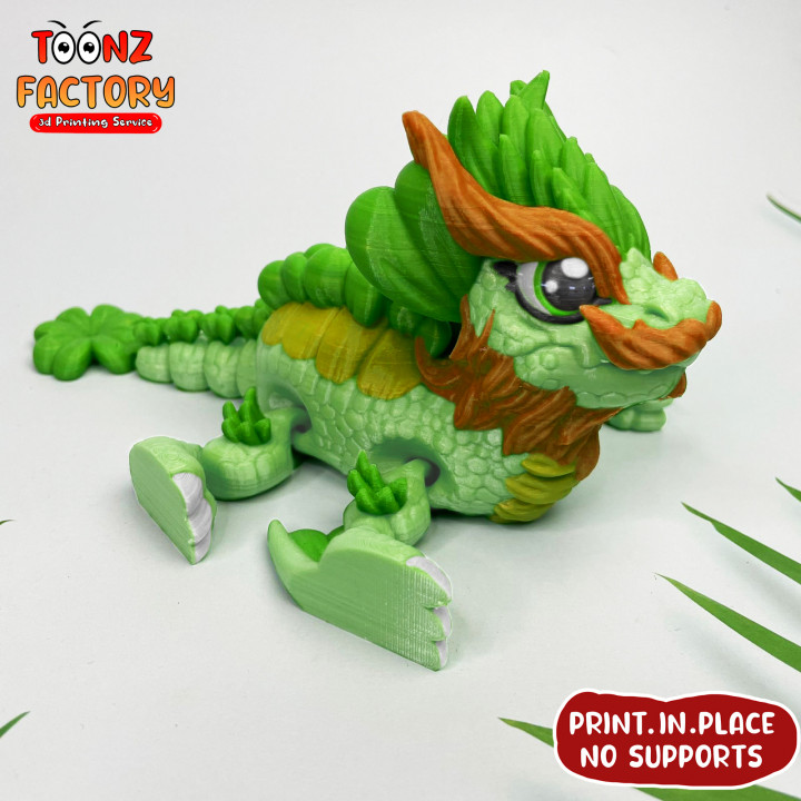 PRINT-IN-PLACE FLEXI CLOVER LEAF DRAGON ARTICULATED image