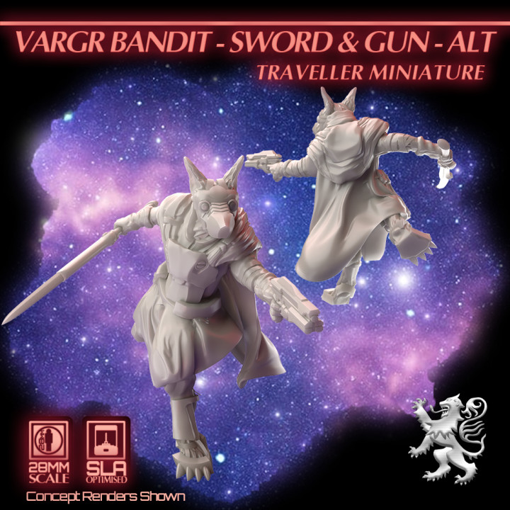 Vargr Bandit - Sword and Gun - Alt - Traveller Miniature