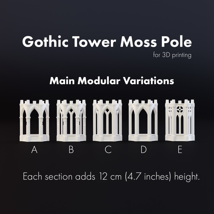 Gothic Tower Stackable Self-Watering Moss Pole image