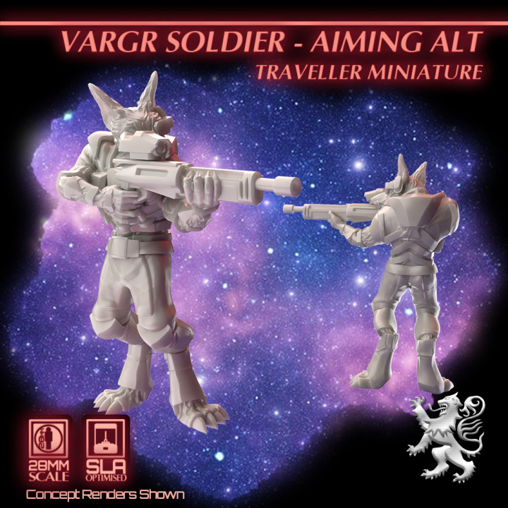 Vargr Soldier - Aiming Alt - Traveller Miniature image