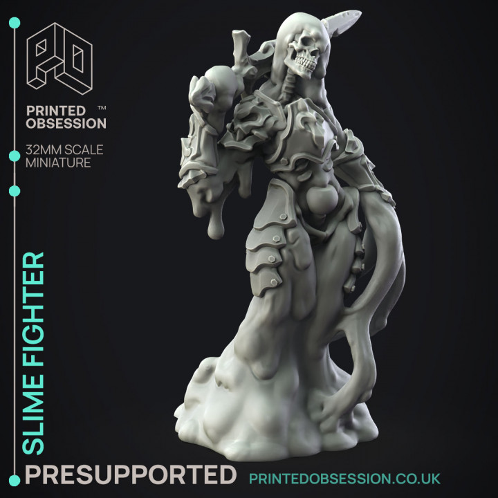 Slime Fighter - Humanoid Slime Monster - PRESUPPORTED - Illustrated and Stats - 32mm scale