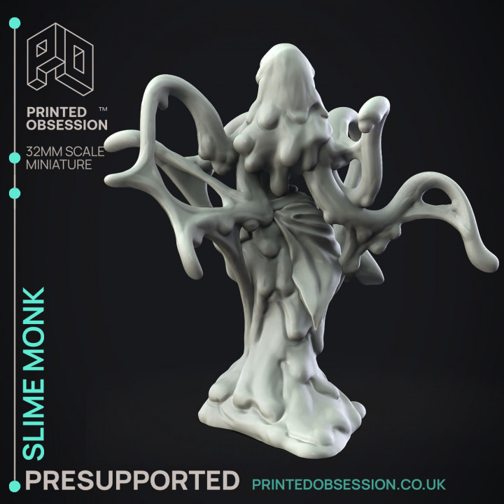 Slime Monk - Humanoid Slime Monster -  PRESUPPORTED - Illustrated and Stats - 32mm scale image