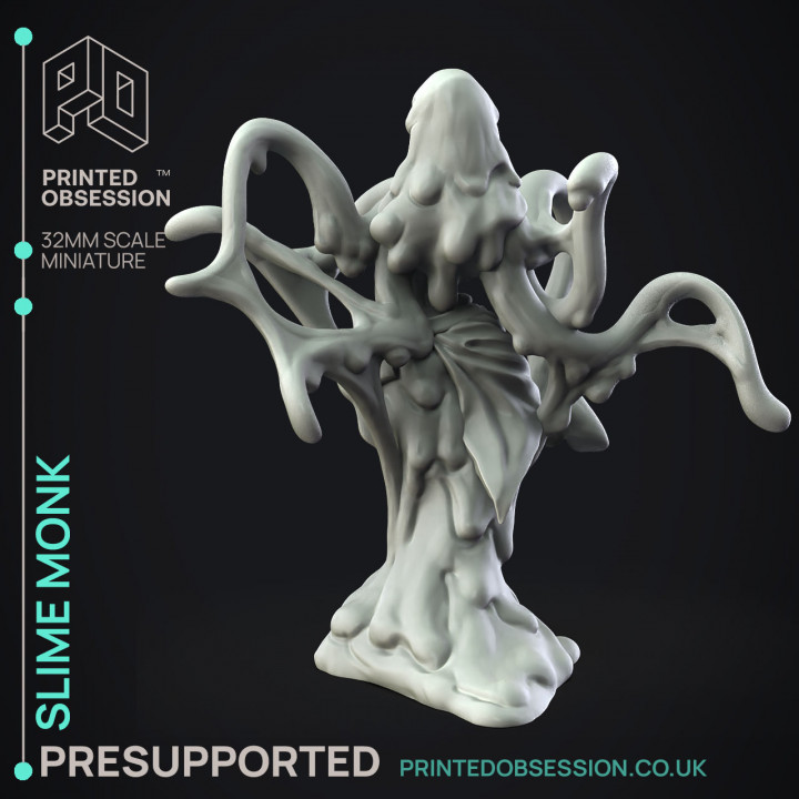 Slime Monk - Humanoid Slime Monster - PRESUPPORTED - Illustrated and Stats - 32mm scale