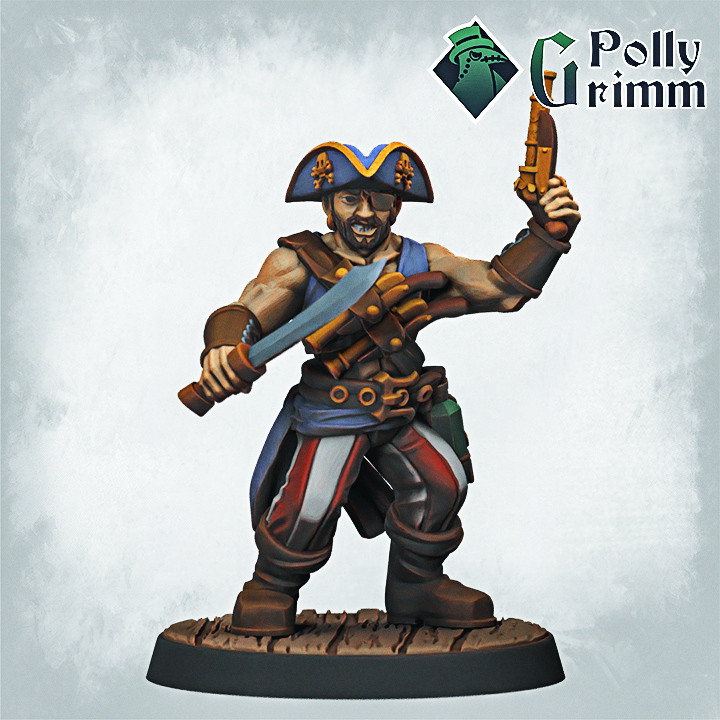 Tabletop historic miniature. Pirate marine set. Rogue combatant