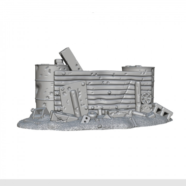 Wasteland Oil Drum Junk Pile Barricade- Terrain image