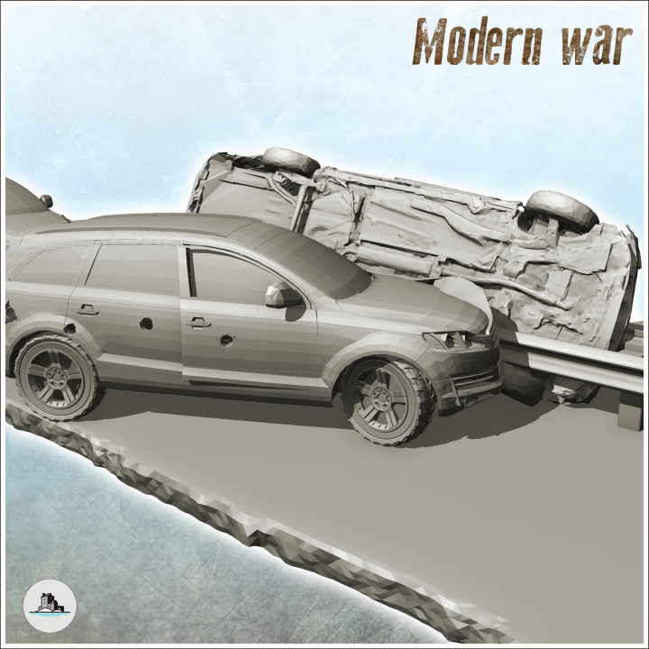 Carcass of Audi Q5 and modern cars on road (7) - Cold Era Modern Warfare Conflict World War 3 RPG Afghanistan Iraq image