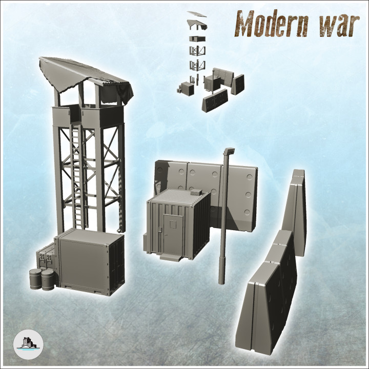 Modern surveillance post with concrete barrier and lookout tower (11) - Cold Era Modern Warfare Conflict World War 3 RPG Afghanistan Iraq image