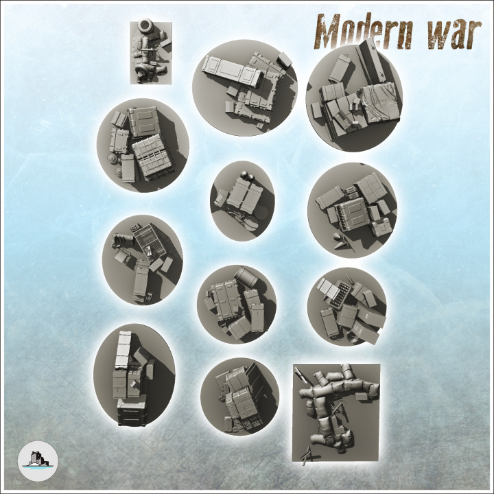 Set of battlefield accessories with ammunition boxes (1) - Cold Era Modern Warfare Conflict World War 3 RPG Afghanistan Iraq image