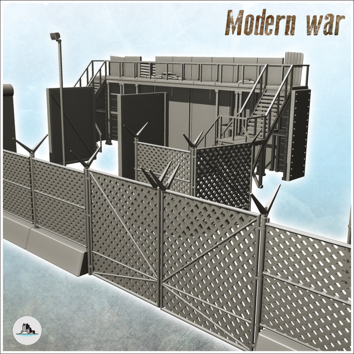 Set of concrete block, fence and barrier for fortified position (2) - Cold Era Modern Warfare Conflict World War 3 RPG Afghanistan Iraq