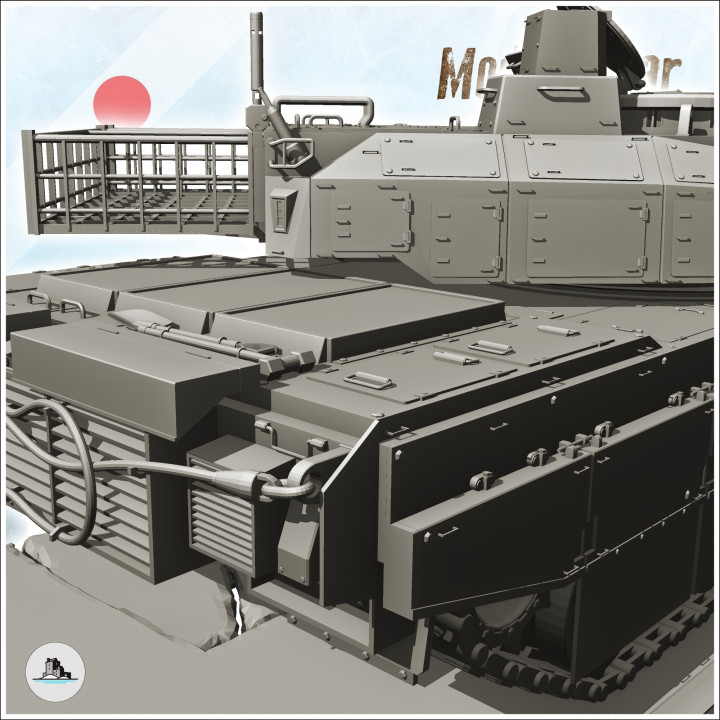 Japanese Type 10 tank destroyed on modern road (6) - Cold Era Modern Warfare Conflict World War 3 RPG Japan image