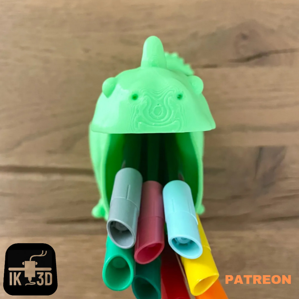3D Printable CHUBBY T-REX DINO PENCIL HOLDER EASY PRINT by IK3D