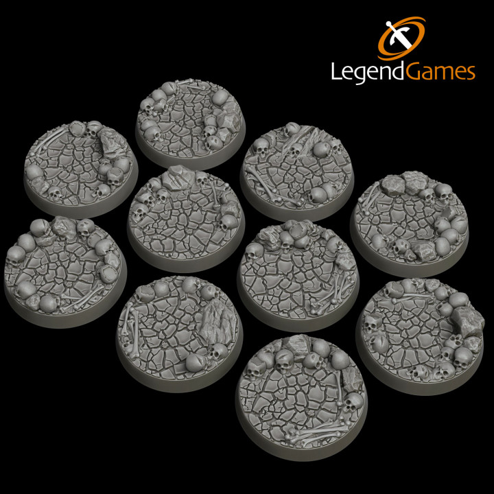 LegendGames 28.5mm round Skull and Cracked Mud bases image
