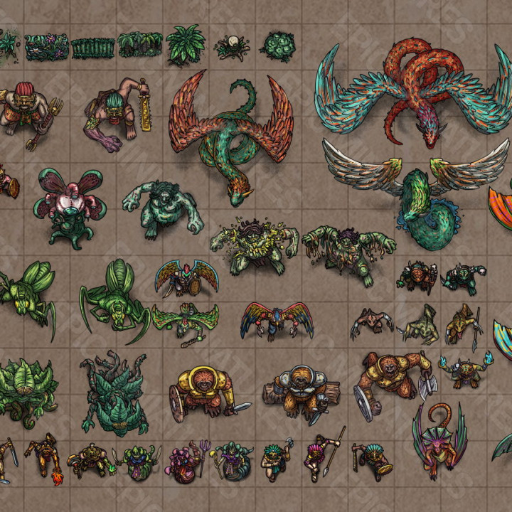 Chaos Jungle Virtual Tabletop Token Set / VTT Tokens Collection