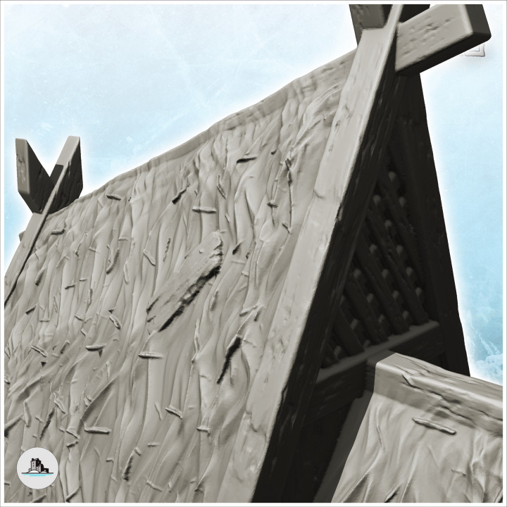 Viking house in stone and wood with thatched roof and window (15) - North Northern Norse Nordic Saga 28mm 15mm
