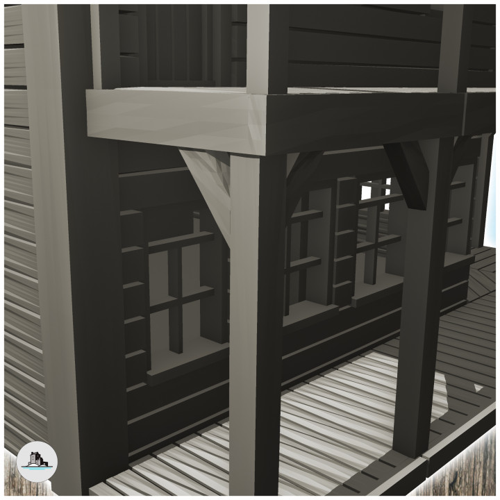 Corner saloon building with wooden balcony (9) - USA America ACW American Civil War History Historical image