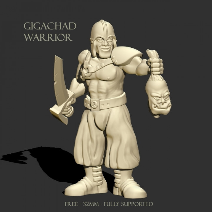 GigaChad Warrior with a Severed Head image