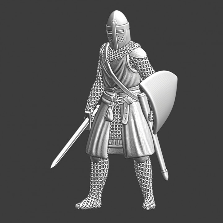 Medieval crusader knight - with sword and shield image