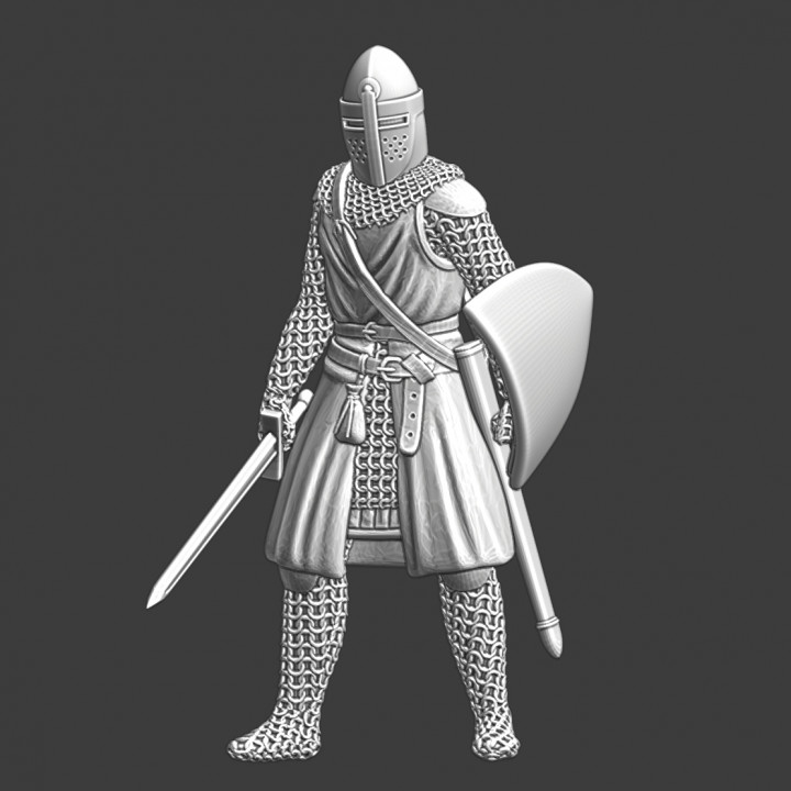 Medieval crusader knight - with sword and shield image