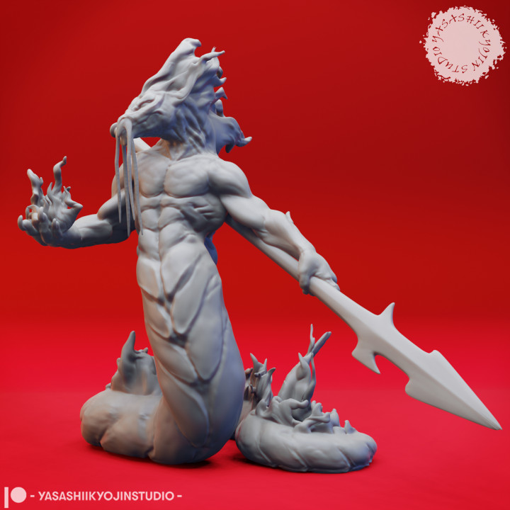 Flame Salamander Spear - Tabletop Miniature (Pre-Supported) image