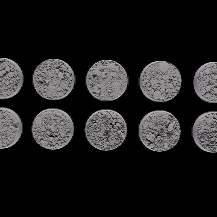 3D Printable 32mm Round Bases 10 Pack | STL Files 32x32mm | Battlefield image