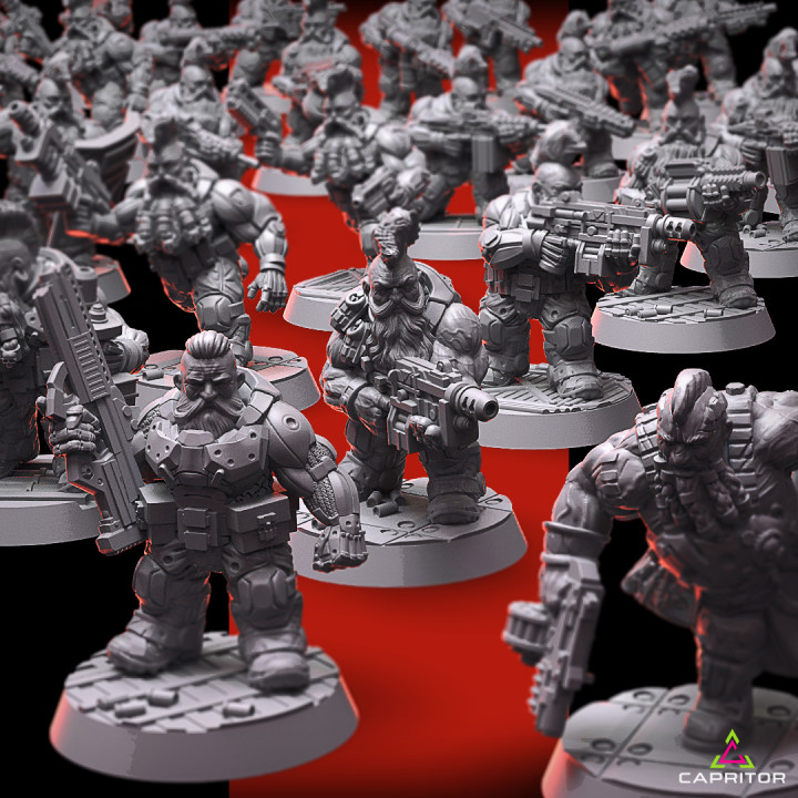 "Tactical Space Dwarf Army - All 10 Squads + Extras" Kickstarter Package (70+ Models) image