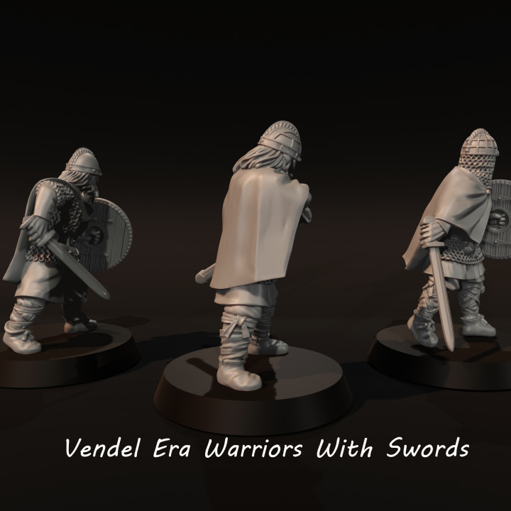 3D Printable Vendel Era Warriors With Swords by Medbury Miniatures