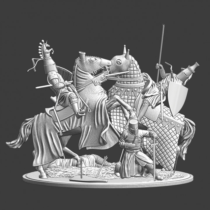 Medieval Knights meeting on the battlefield image
