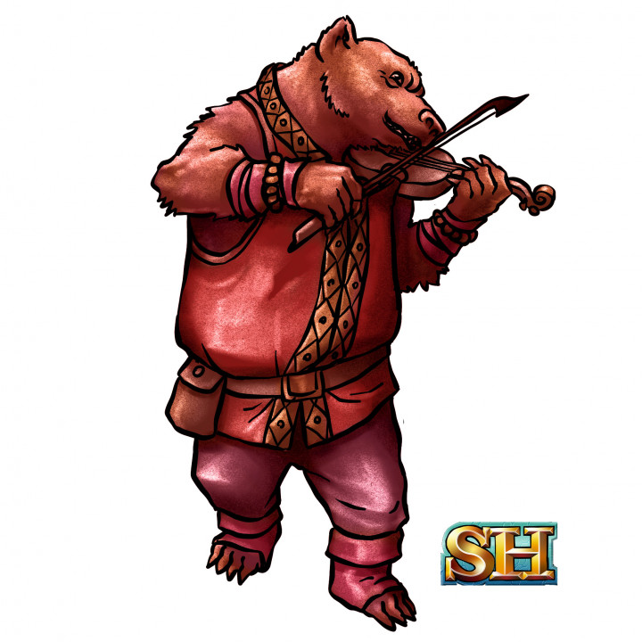 3D Printable Bearfolk Bard by Stonehaven Miniatures