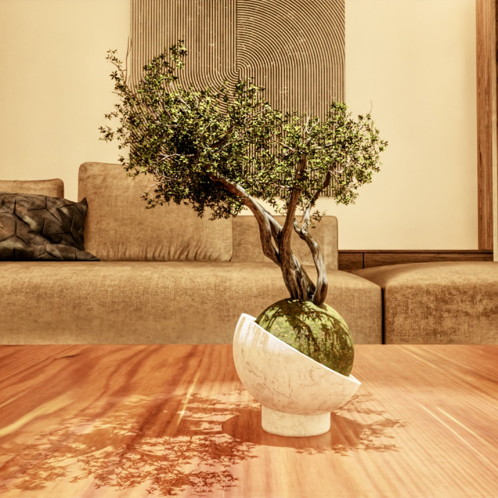 Marble Half-Ball Bonsai Planter for Kokodama Art image