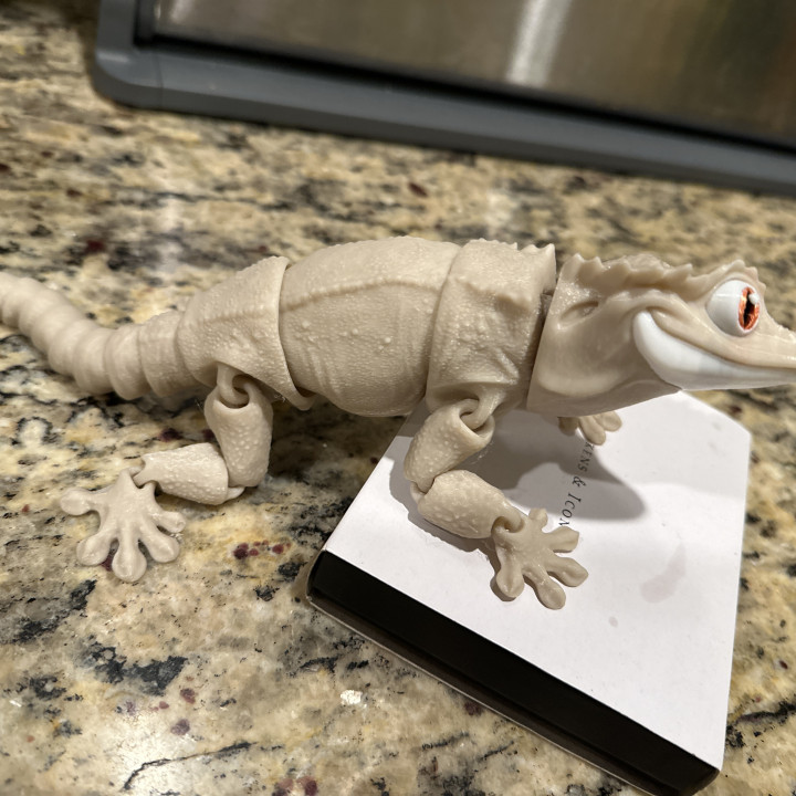 3D Print of Crested Gecko Articulated Toy, SnapFit Head, Cute Flexi by michaelchamberlain