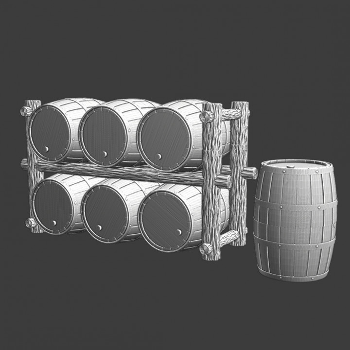 Medieval wine barrels image
