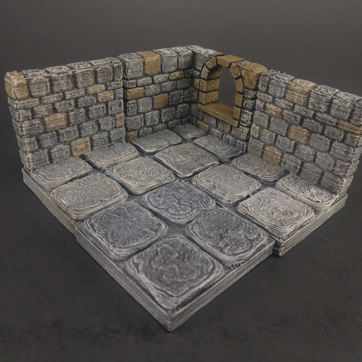 3D Printable Dungeon Stone - Wall on Tile: Corners (Full Set) by Devon ...