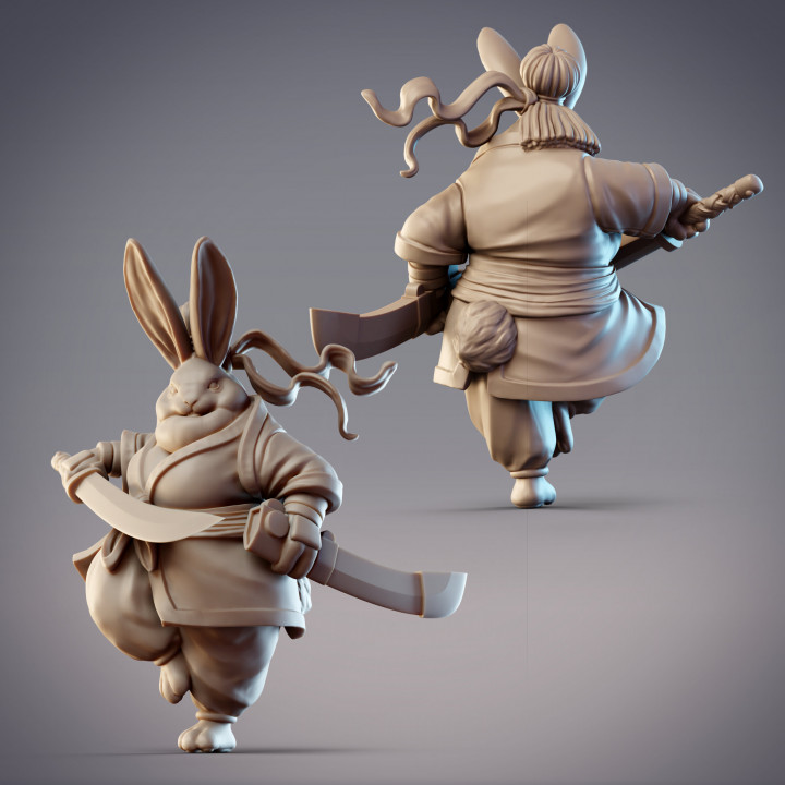 Rabbitfolk Warrior - Indigo Jade, Guanghan Swordswoman (Pre-Supported) image