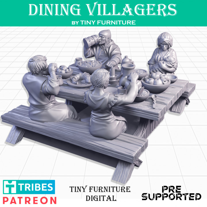 3D Printable Dining villagers (SITTING FOLKS) by Tiny Furniture